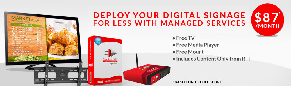 Plug and Play digital signage gives free tv media player mount $87 per month